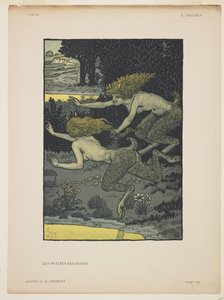 Les Petites Faunesses、1896（カラーの木版画） 作： Émile Froment